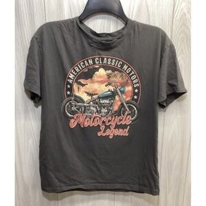 SOCIAL CULTURE Women's (Size L) Short Sleeve Crew Neck T-Shirt Motorcycle Cotton